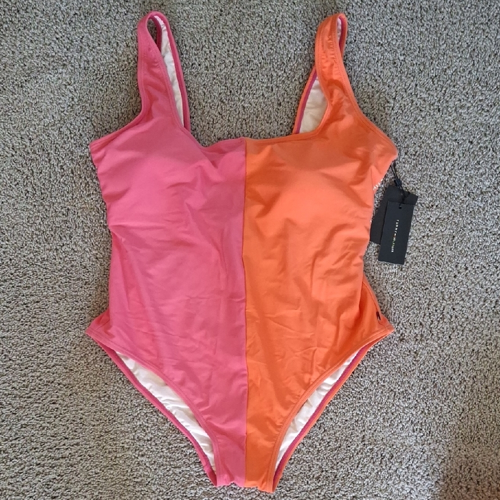 Tommy Hilfiger Pink and Orange One Piece Swimsuit